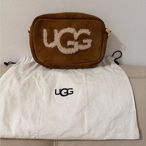 UGG Brown Crossbody Bag with Shearling Detail